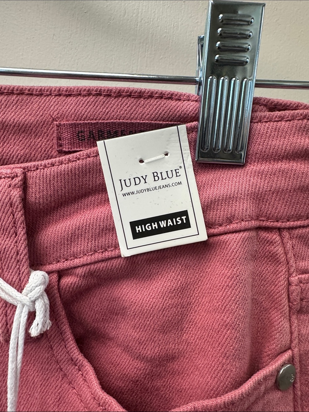 Judy Blue Rose Pink Straight-Leg Jeans with Crochet Knee Squares - Picture 2 of 8